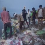 बहराइच: घाघरा नदी के सेतु तटबंध कटान रोकने का कार्य तेज़ी से जारी