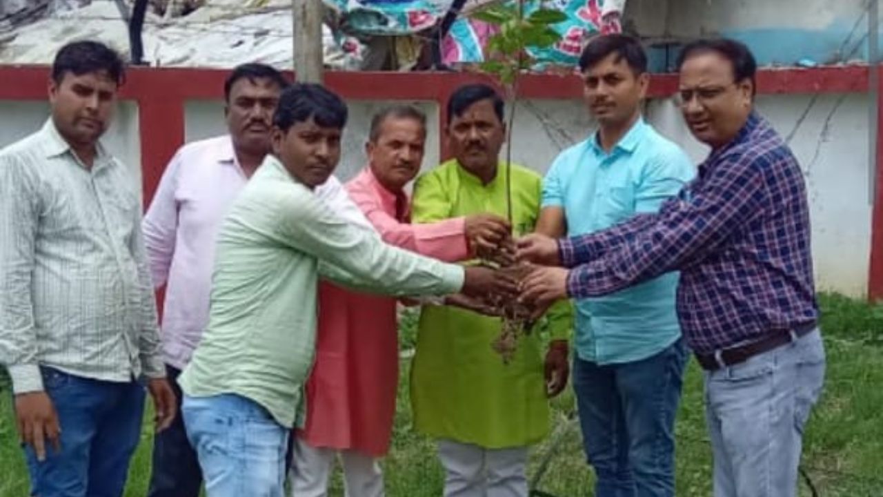 Basti: अस्पताल परिसर में भाजपाइयों ने किया पौधरोपण