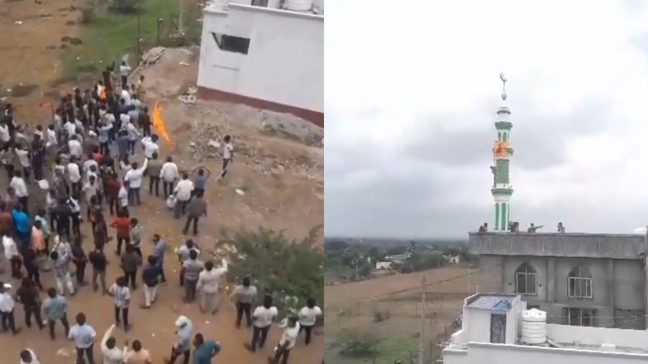 पुणे के यवत में सांप्रदायिक तनाव: मस्जिद पर भगवा झंडा फहराने के बाद बवाल, बाइकों को लगाई गई आग